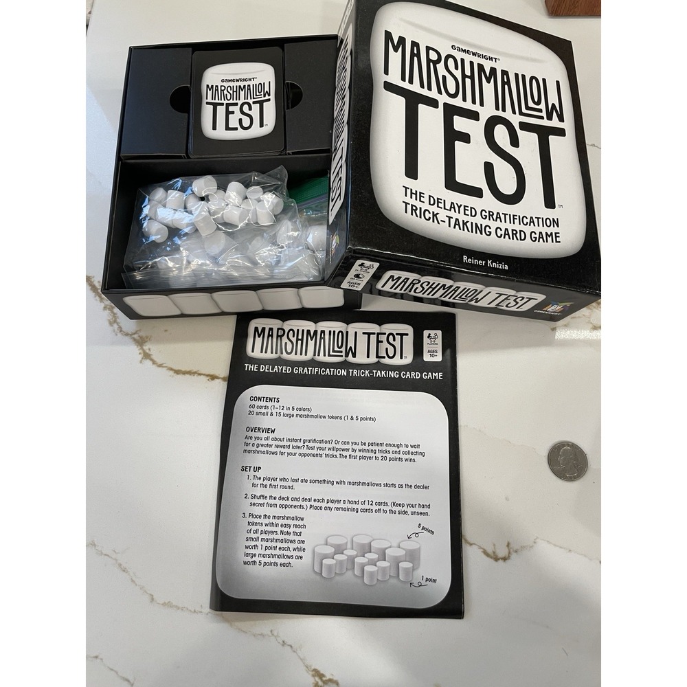 Marshmallow Test Gamewright Board Card Game Complete Family Ages 10+ Pre-owned‎